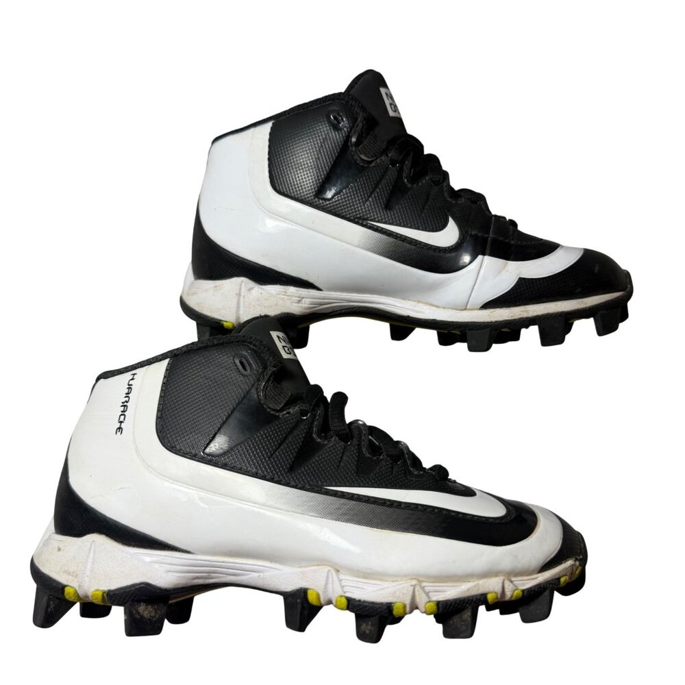 Nike Huarache 11C Youth Baseball Cleats Black White Lightweight Molded Rubber Sp - Picture 3 of 9
